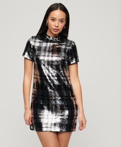 Damen Hochgeschlossenes T-shirt-kleid mit Pailletten - Größe: 36 - Superdry - Modalova