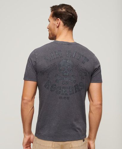 Herren T-Shirt mit Rocker-Grafik im Retro-Look - Größe: L - Superdry - Modalova