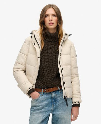 Damen Kurze Pufferjacke mit Kapuze und Kunstfellbesatz - Größe: 34 - Superdry - Modalova