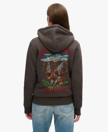 Sweat à Capuche Zippé à Strass Effet Tatouage Taille: 44 - Superdry - Modalova