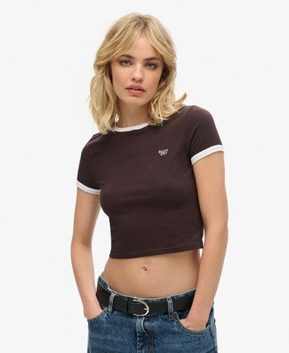 Damen Verkürztes Ringer-T-Shirt aus Bio-Baumwolle - Größe: 42 - Superdry - Modalova