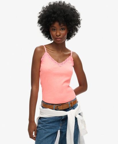 Damen Geripptes Essential Trägertop mit Spitze aus Bio-Baumwolle - Größe: XS/S - Superdry - Modalova