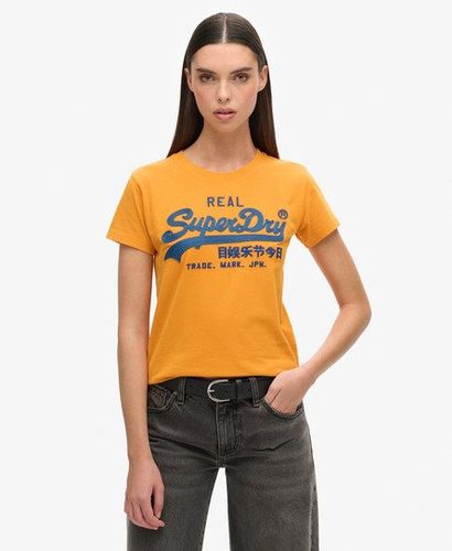 Damen und Figurbetontes Vintage T-Shirt mit Logo-Stickerei, Größe: 38 - Superdry - Modalova