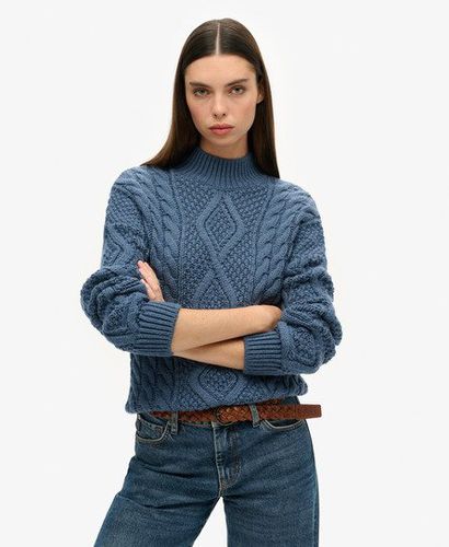 Damen Aran Polo-Strickpullover mit Zopfmuster Gestrickt, Größe: 44 - Xmas deals - Superdry - Modalova