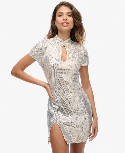 Damen Minikleid mit Pailletten und Mandarinkragen, Größe: 40 - Superdry - Modalova