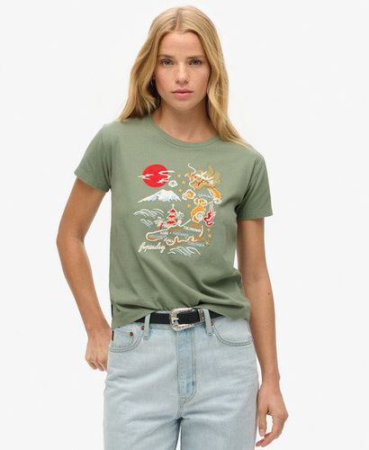 Damen Figurbetontes Suika T-Shirt mit Stickerei - Größe: 36 - Superdry - Modalova