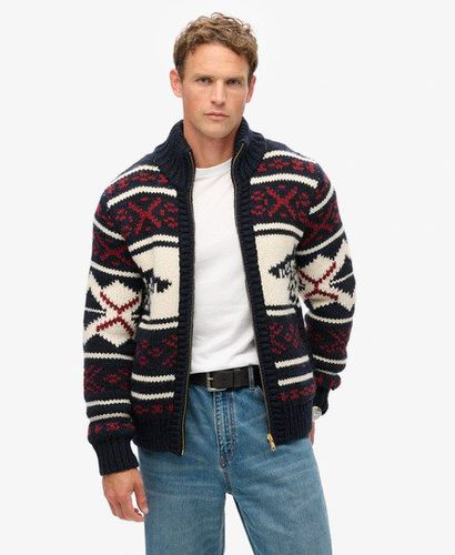 Men's Grob Gestrickter Cardigan mit Reißverschluss und Muster - Größe: M - Superdry - Modalova