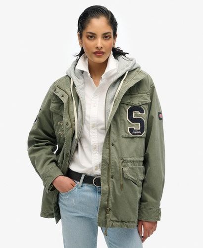Women's Jersey-jacke im Militärstil mit Kapuze und Stickerei - Größe: 36 - Superdry - Modalova