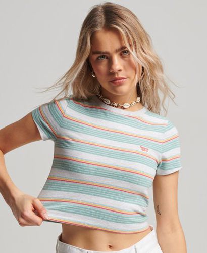 Damen Kurzes Vintage T-Shirt mit Streifen - Größe: 36 - Superdry - Modalova