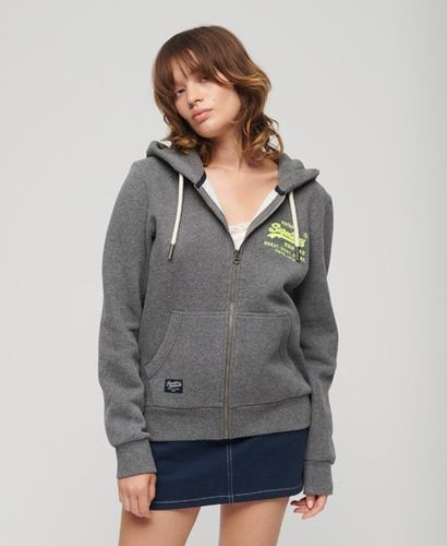 Sweat Zippé à Capuche Avec Logo Vintage Fluo Taille: 40 - Superdry - Modalova