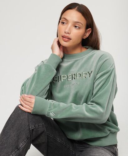 Women's Velours-Sweatshirt mit Rundhalsausschnitt und Grafik - Größe: 42 - Superdry - Modalova