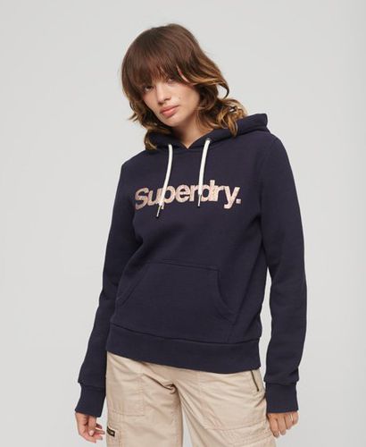 Women's Core Logo Hoodie in Metallic-Optik - Größe: 38 - Superdry - Modalova