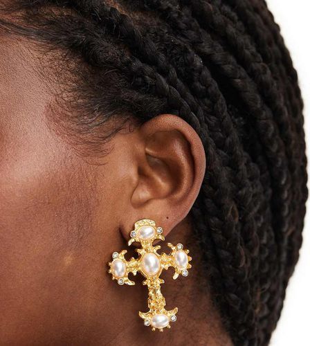 Grandes boucles d'oreilles croix en plaqué or 18 carats - 8 Other Reasons - Modalova