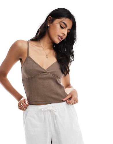 Cotton On - Crop top à fines bretelles et col en V avec naud - Marron - Cotton:on - Modalova