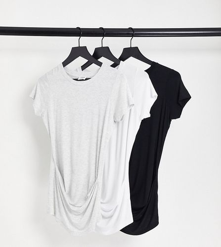 Cotton On - Lot de 3 t-shirts de grossesse croisés devant - Noir, blanc et gris - Cotton:on - Modalova