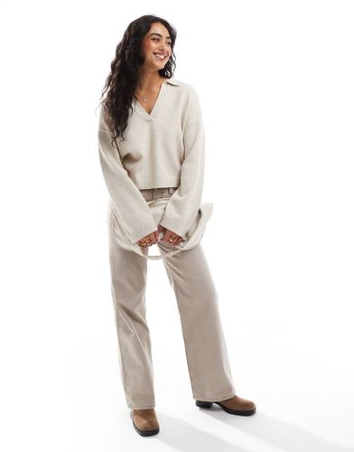 Pull  col V style polo - Taupe - Cotton On - Modalova