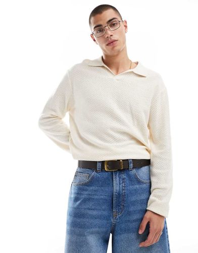 Polo  manches longues en maille - Crme - Cotton On - Modalova