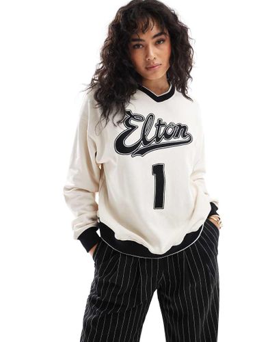 Cotton On - Sweat ras de cou classique avec motif Elton John - Noix de coco - Cotton:on - Modalova