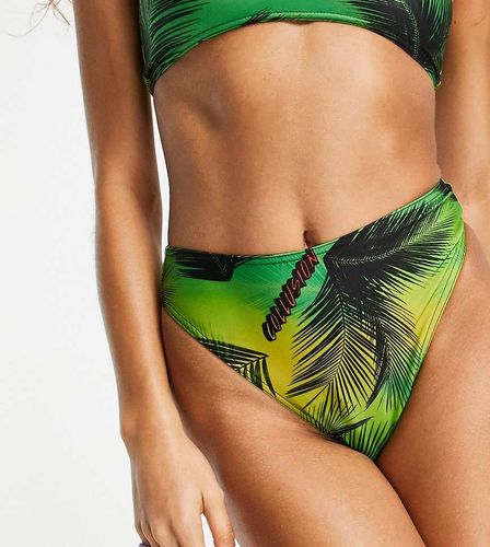 Bas de bikini échancré à taille haute et imprimé feuilles - - MGREEN - Collusion - Modalova