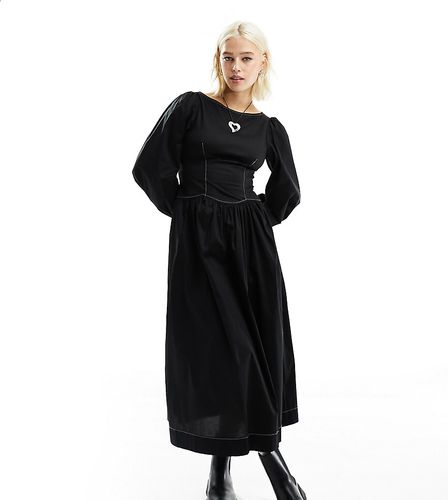 Robe corset longue en coton à coutures contrastantes - Collusion - Modalova