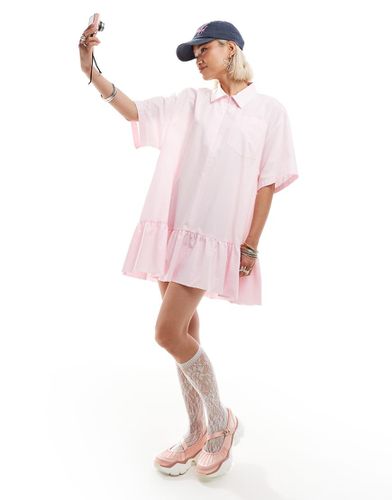 Robe chemise oversize avec ourlet boule - Rose - Collusion - Modalova