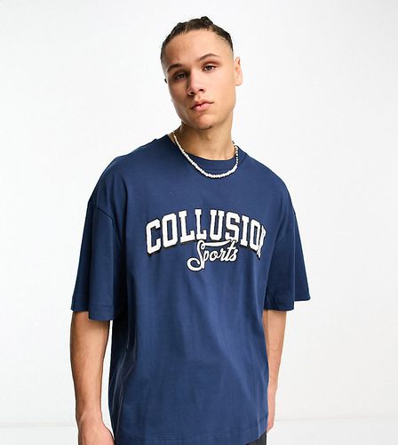 T-shirt oversize avec imprimé universitaire - Bleu - Collusion - Modalova