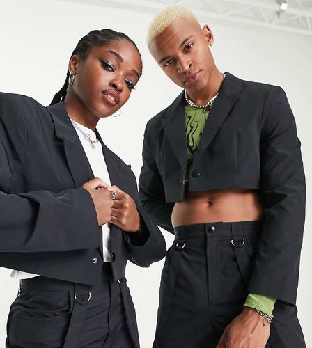 Unisex - Blazer d'ensemble court à boutonnage simple et imprimé ton sur ton - Collusion - Modalova