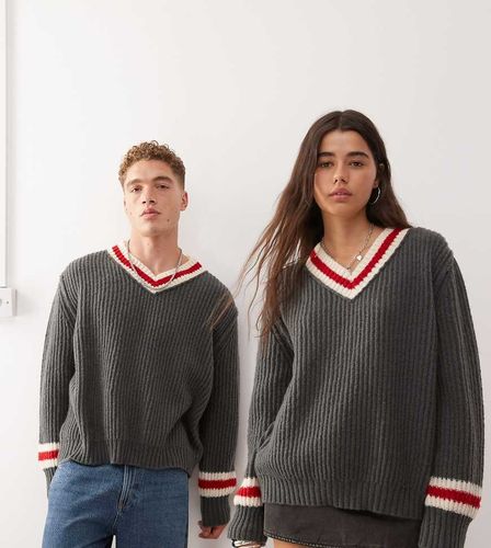 Unisex - Pull en maille  col V - et rouge - Collusion - Modalova