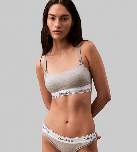 Maternity - Modern Cotton - Brassière d'allaitement avec encolure dégagée et bande à logo - Gris - Calvin Klein - Modalova