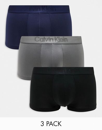 CK Black - Lot de 3 boxers taille basse - Bleu marine, anthracite et noir - Calvin Klein - Modalova