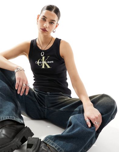 Débardeur côtelé à logo monogramme emblématique - Calvin Klein Jeans - Modalova