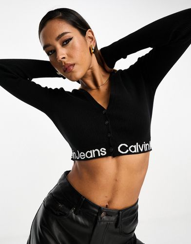 Gilet court à logo en maille intarsia - Calvin Klein Jeans - Modalova