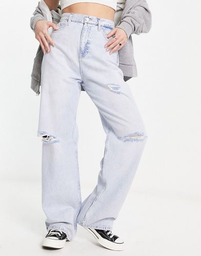 Jean ample à taille haute et déchirures - Délavage clair - Calvin Klein Jeans - Modalova