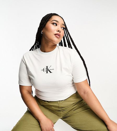 Plus - T-shirt coupe slim à logo monogramme - Calvin Klein Jeans - Modalova