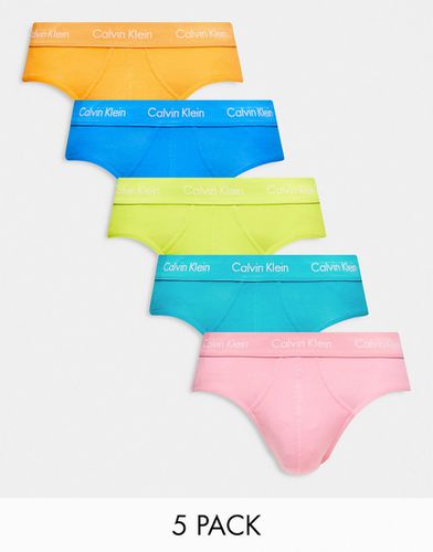 Lot de 5 slips à taille griffée - Vert//rose/multicolore - Calvin Klein - Modalova