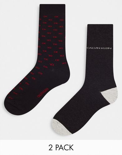 Lot de 2 paires de chaussettes à logo - /rouge - Calvin Klein - Modalova