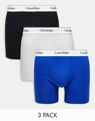 Lot de 3 boxers - Noir, bleu et gris - Calvin Klein - Modalova