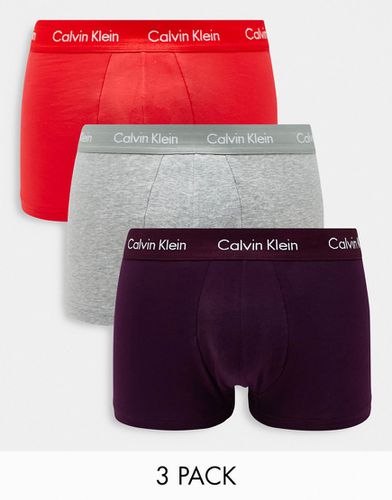 Lot de 3 boxers taille basse - Violet, gris et orange - Calvin Klein - Modalova