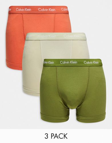 Lot de 3 boxers - Vert, beige et rouille - Calvin Klein - Modalova