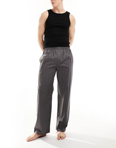 Pantalon de pyjama à rayures en coton pur - Gris - Calvin Klein - Modalova