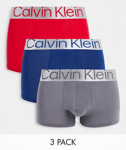 Steel - Lot de 3 boxers en coton - Gris/rouge/bleu - Calvin Klein - Modalova