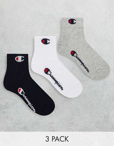 Lot de 3 paires de chaussettes - Gris, blanc, noir - Champion - Modalova