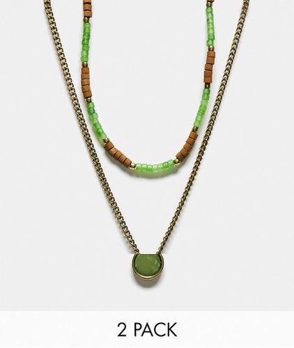Lot de 2 colliers avec chaîne et perles à pendentif flèche - Doré - Classics 77 - Modalova