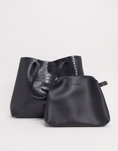 Tote bag non doublé de forme trapèze avec pochette amovible - croco - Claudia Canova - Modalova