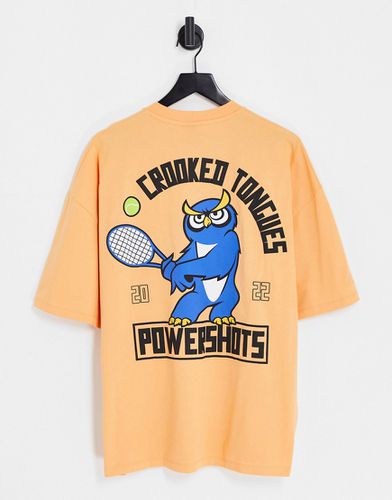 T-shirt oversize à motif hibou jouant au tennis style universitaire au dos - Crooked Tongues - Modalova