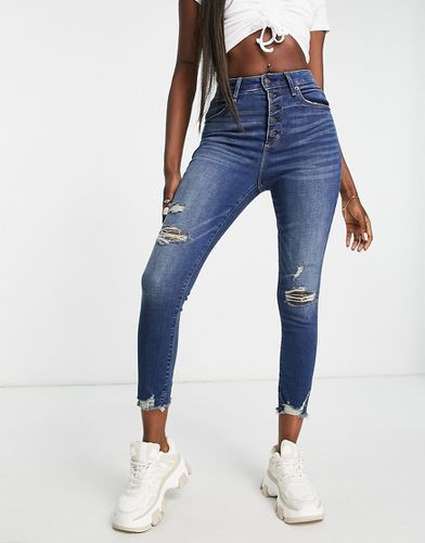 Jean taille haute avec ourlets effet usé - foncé vieilli - Abercrombie & Fitch - Modalova