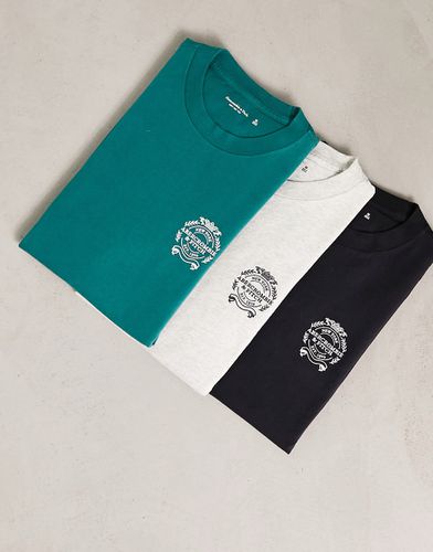 Lot de 3 t-shirts à écusson logo - Noir/vert/gris - Abercrombie & Fitch - Modalova