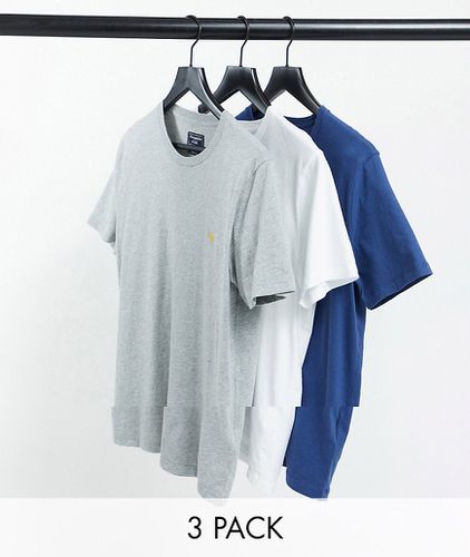 Lot de 3 t-shirts à logo - Bleu/blanc/gris chiné - Abercrombie & Fitch - Modalova