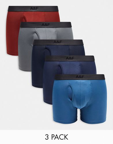 Lot de 5 boxers à taille contrastante - Gris, rouge et bleu - Abercrombie & Fitch - Modalova