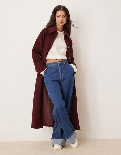 Manteau long en laine à ceinture - Bordeaux - Abercrombie & Fitch - Modalova